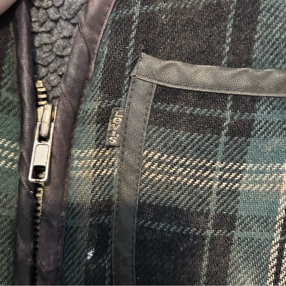Levi Strauss Mens Vintage Green Plaid Vest S Wool Blend Sherpa Lined‎ Zippered - Picture 3 of 12